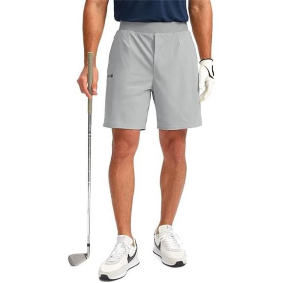 Shorts Mens 7 Golf Shorts With 5 Pockets Elastic Waist Dry Fit